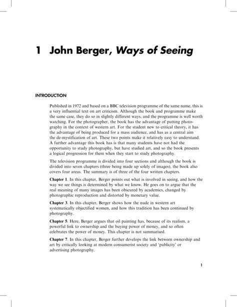 1 John Berger Ways Of Seeing