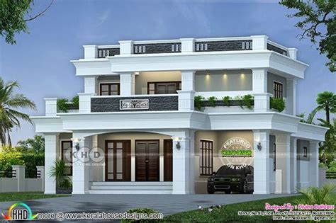 ₹40 Lakhs Cost Estimated Decorative Flat Roof Home Kerala House