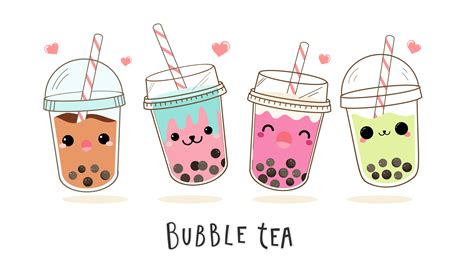 Shop snacks stickers created by independent artists from around the globe. Cute bubble milk tea cartoon characters set - Download ...