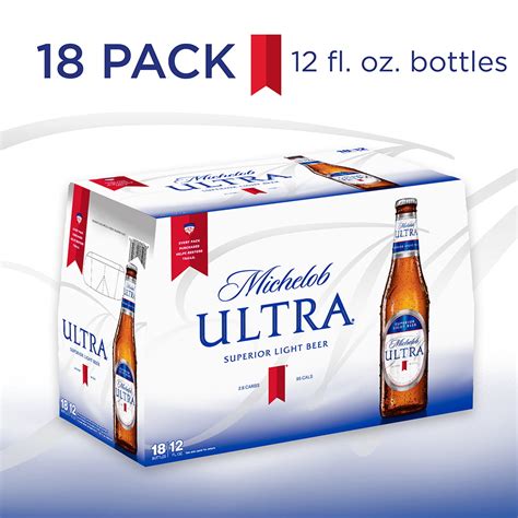 Michelob Ultra Light Beer 18 Pack Beer 12 Fl Oz Bottles 42 Abv