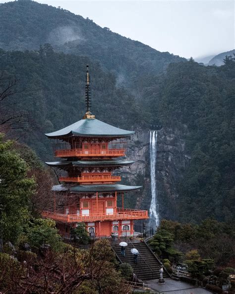 Itap Of A Japanese Pagoda Waterfallphoto Capture Nature Incredible