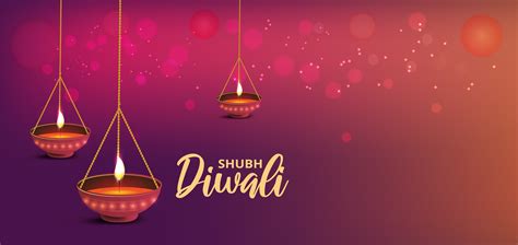 Diwali Banner With Hanging Realistic Oil Lamps On Gradient 1270628