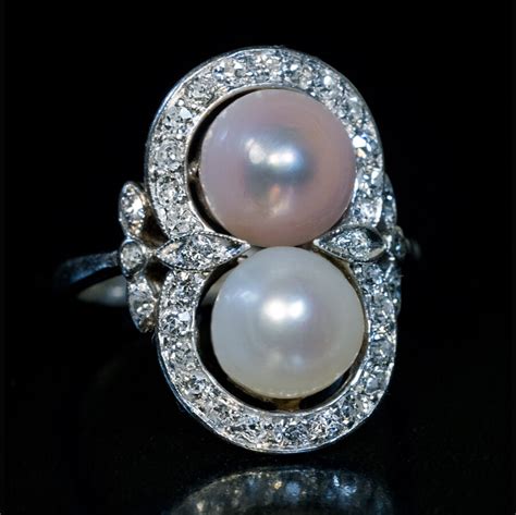 Vintage Pearl Diamond Platinum Engagement Ring Ref 122734 Antique