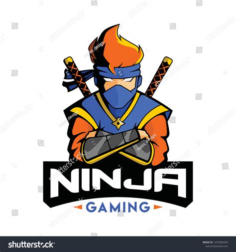 Cool Ninja Posed Logo Esport White Stock Vector Royalty Free