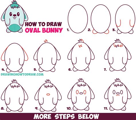 How To Draw A Cute Cartoon Bunny Rabbit From An Oval Easy Step By