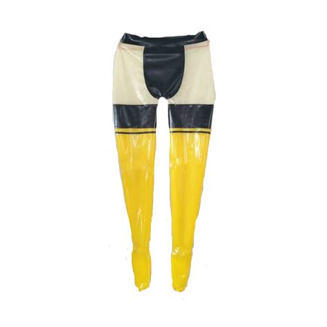 New Latex Trousers Rubber Sexy Woman Black Yellow Long Pants Mm Size
