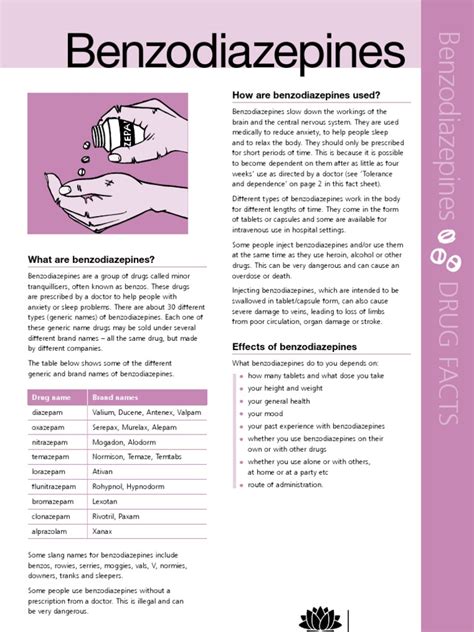 Benzos Factsheet2011 Benzodiazepine Medical Treatments