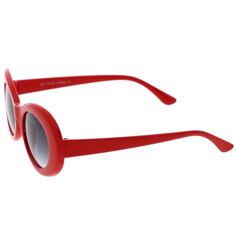 Colorful Retro 1990s Fashion Round Clout Oval Lens Sunglasses Zerouv