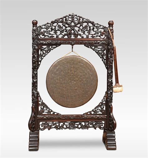 Chinese Gong On Carved Hardwood Stand As135a3049 Antiques Atlas