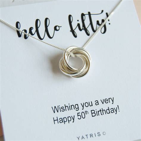Shop 50 birthday stickers created by independent artists from around the globe. five ring 50th birthday necklace gift by yatris ...