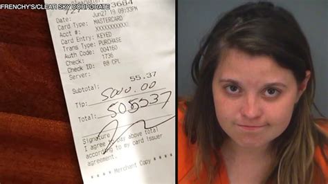 revenge tip new york woman arrested after leaving 5 000 tip at florida restaurant 6abc