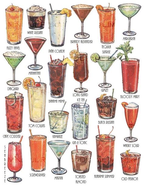 cocktails retro art drinks vintage cocktail party decorations by mindfulresource