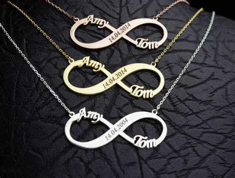 Handmade Personalized Infinity Name Necklace Date Necklace Couple