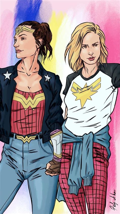 Wonder Woman And Captain Marvel In Modern Clothes Marvel Dc Comics