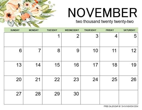 November 2022 Calendar 23 Free Printable Planners To Love