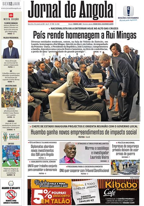 Jornal De Angola Sexta 12 De Janeiro De 2024