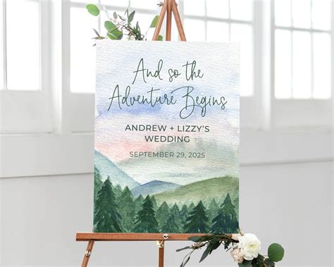 Printed Mountain Wedding Welcome Sign Wedding Welcome Sign Etsy