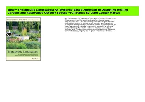 Epub Therapeutic Landscapes An Evidence Based Approach To Designing