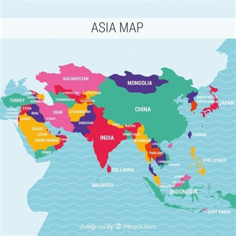 Map Of Asia Continent With Different Col Premium Vector Freepik