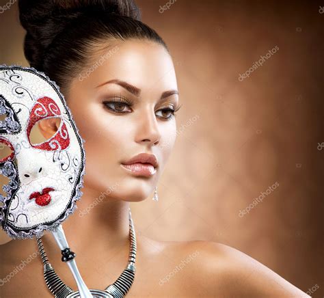 Masquerade Beauty Girl With Carnival Mask — Stock Photo © Subbotina