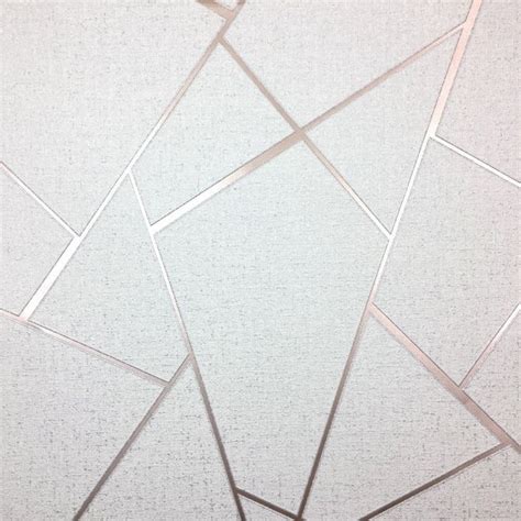 Fine Decor Quartz Cream And Rose Gold Metallic Apex Geometric Wallpaper
