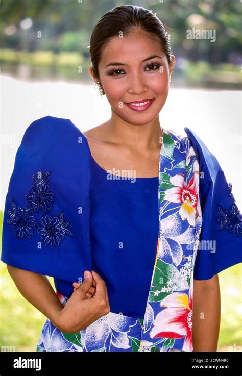 Attractive Filipino Wearing National Dress Barot Saya Manila