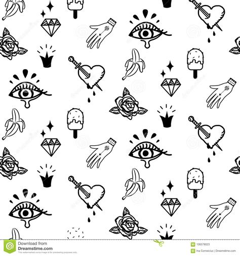 Gograph has the graphic or image that you need for as little as 5 dollars. Doodle Hipster Flash Tattoo Style Seamless Vector Pattern ...
