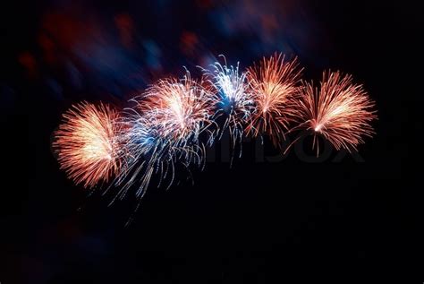 Beautiful Fireworks On The Black Sky Stock Image Colourbox