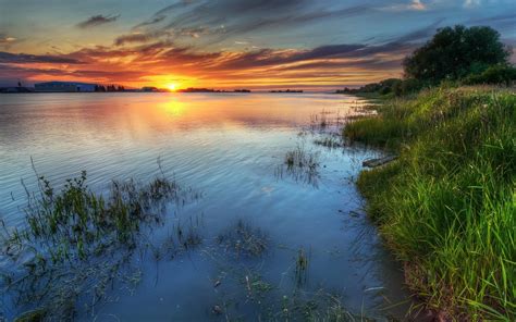 Nature Sunset Water Lake Wallpapers Hd Desktop And