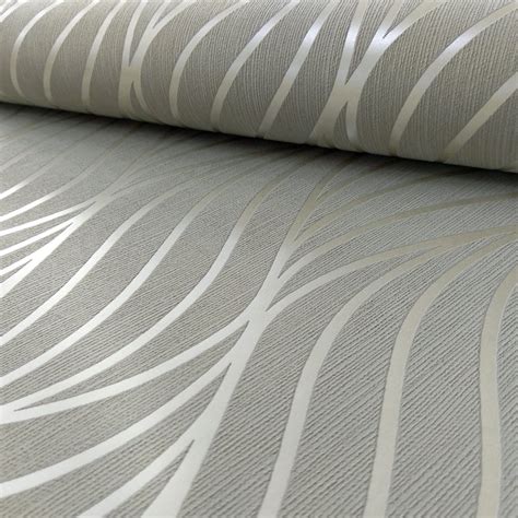 Holden Maddox Wave Stripe Pattern Wallpaper Modern Metallic Motif