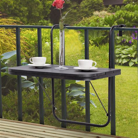 Double the width of your deck railing and turn it into a railing table! Folding Balcony Deck Table Patio Small Side Stand Hanging ...