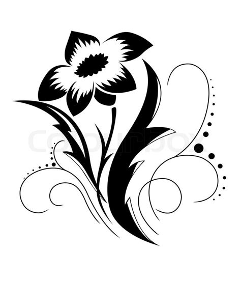 Black and white floral art. Black a white flower pattern | Stock Vector | Colourbox