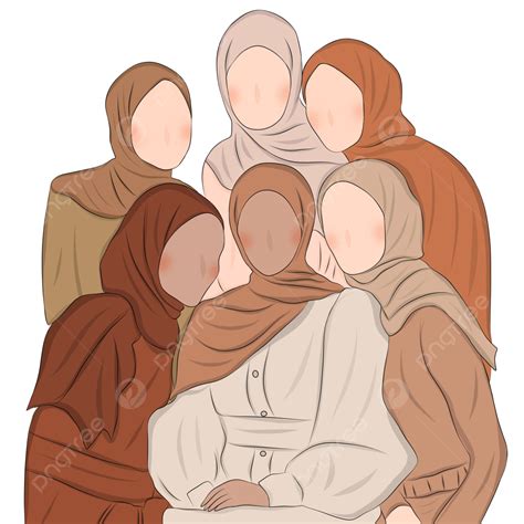 Illustration Cartoon Muslimah Vector Transparent Hijab Muslimah
