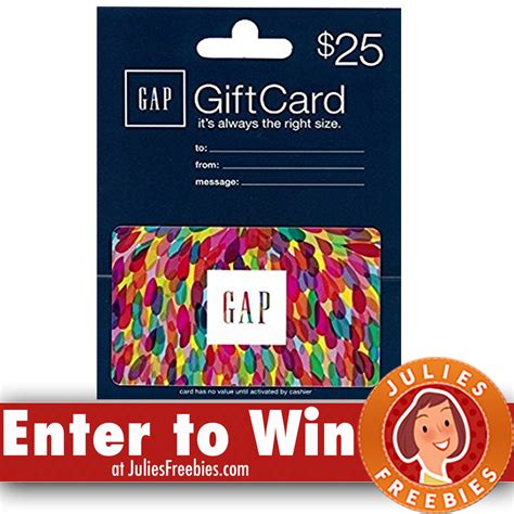 25% off qualifying order with your gap card. Win a $300.00 GAP Gift Card - Julie's Freebies