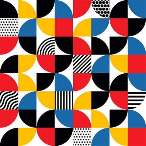 Seamless Bauhaus Style Abstract Geometric Pattern Premium Vector