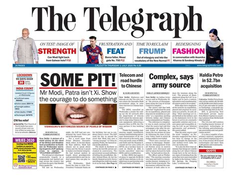 Telegraph Frontpage Today Runitedstatesofindia
