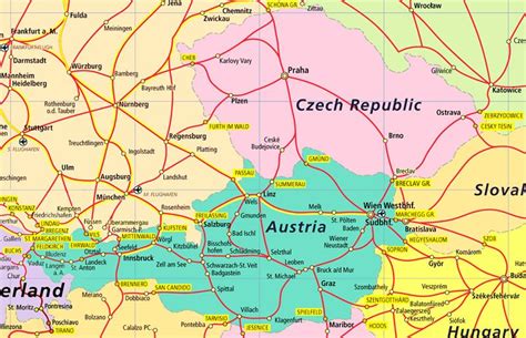Part Of Central Europe Rail Map Wurzburg Italy Rail