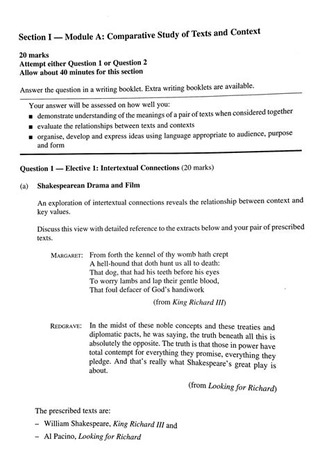 A Copy Of The 2016 Hsc English Advanced Exam Paper 2