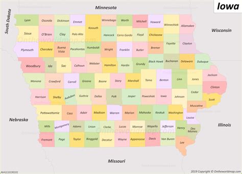 Printable Iowa Map With Counties