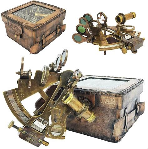 nautical brass compass navigation instrument sextant navigation marine