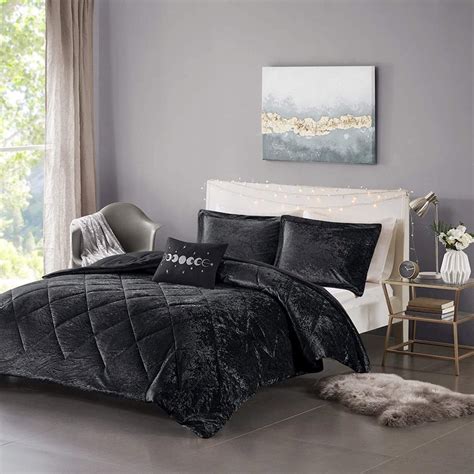 Home Essence Faux Fur 3 Piece Black Comforter Set Twintwin Xl