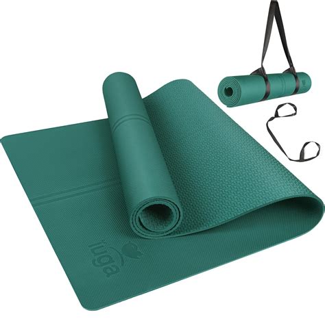 buy iuga eco friendly yoga mat with alignment lines free carry strap non slip tpe yoga mat for