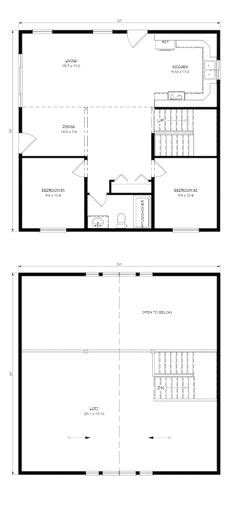 Pre Designed Cabin 30x30 Floor Plana Layout House Plan With Loft
