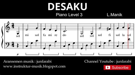 Notasi Balok Desaku Tutorial Piano Level 3 Not Lagu Anak Indonesia