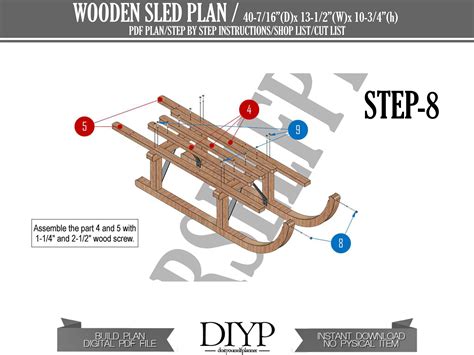 Build Plans For Diy Wooden Sled Plan Easy Woodworking Plans Etsy