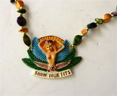 Mardi Gras Andshow Your Tts Topless Woman Souvenir Beads Collectible 7