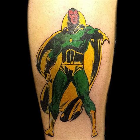 Marvel The Vision Classic Comicbook Superhero Tattoo By Marco Aguero