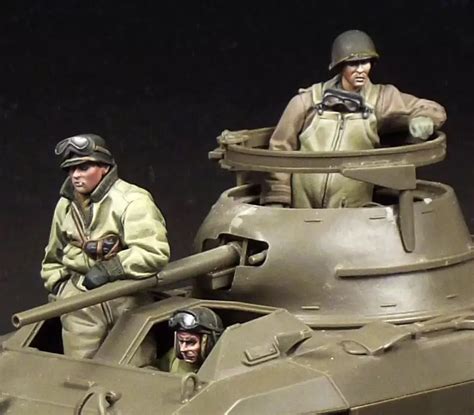 135 Scale Ww2 Us Tank Crew 3 Figures Unpainted Miniatures Wwii Resin