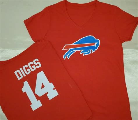 20117 Womens Buffalo Bills Stefon Diggs V Neck Football Jersey Shirt Red New Sidelineswap