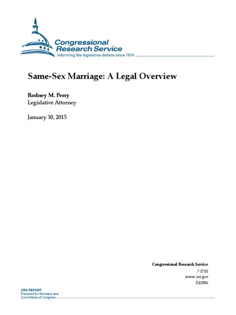 Same Sex Marriage A Legal Overview Pdf Fourteenth Amendment To The United States